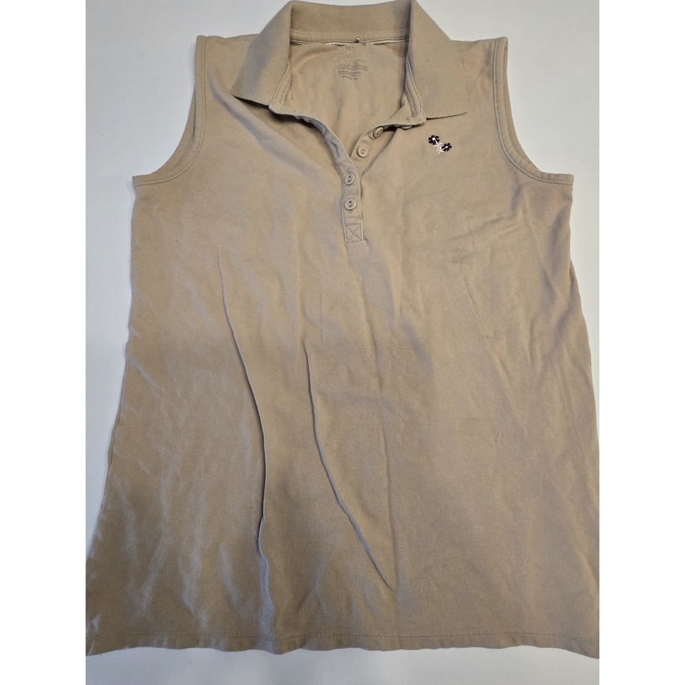 White Stag Khaki Sleeveless Collared Blouse - Size‎ Small
